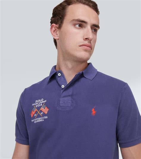 Embroidered cotton piquet polo shirt 